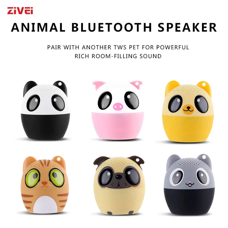 Mini alto-falante sem fio animal, Micro alto-falante bonito elegante, Poderoso orador Bluetooth, Estéreo
