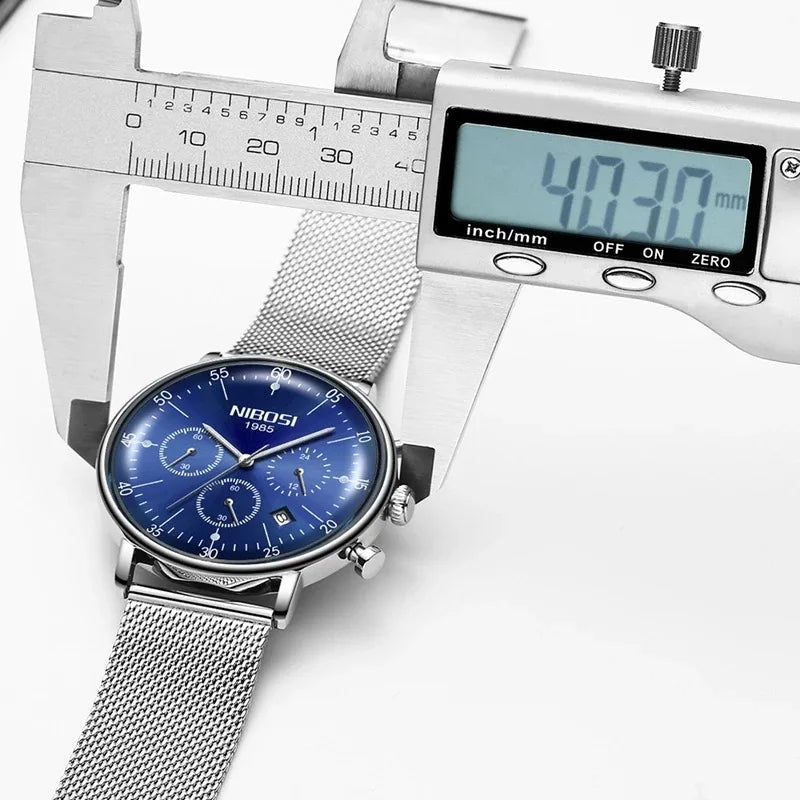 Nibosi relógio masculino de quartzo, relógio de pulso de marca luxuosa militar, à prova d'água com cronógrafo